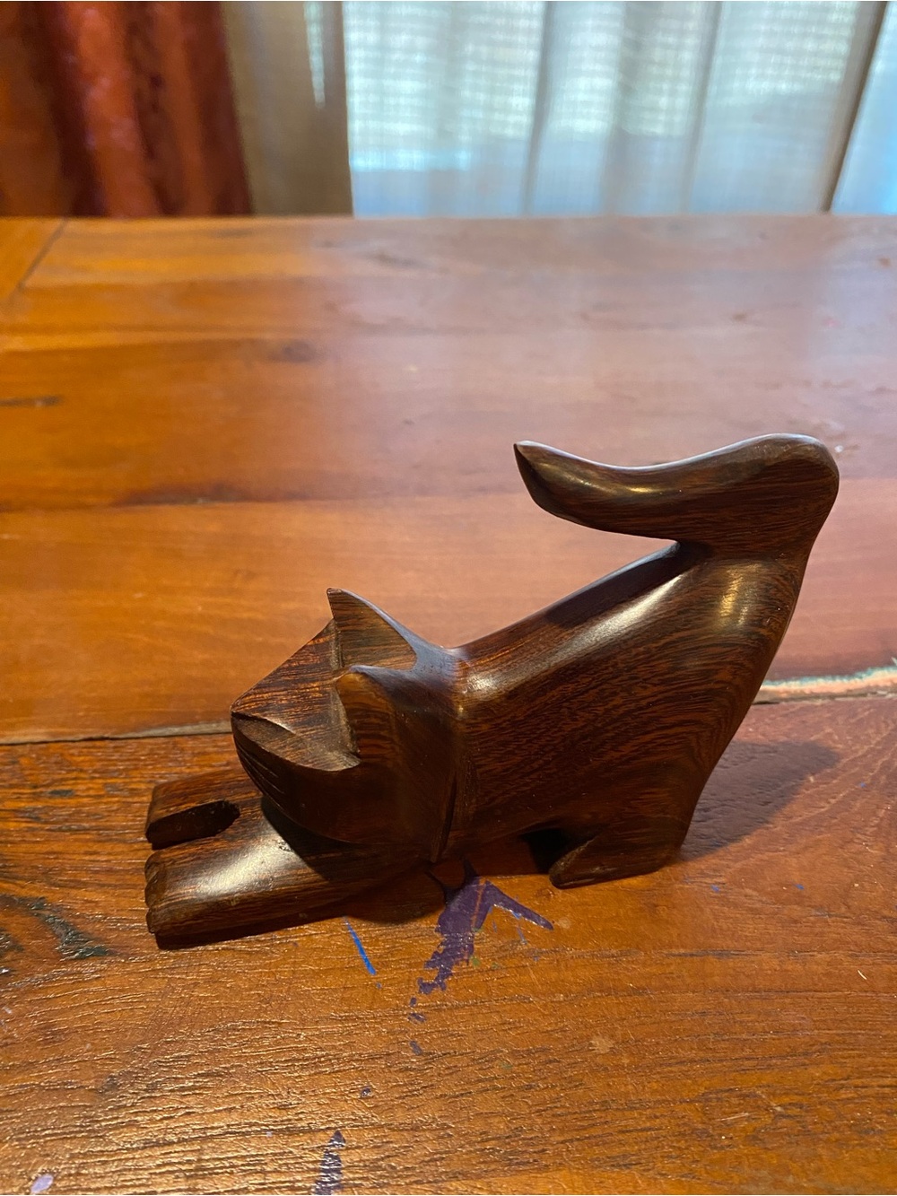 Hand-Carved Iron Wood Cat Figurine - Home Accents